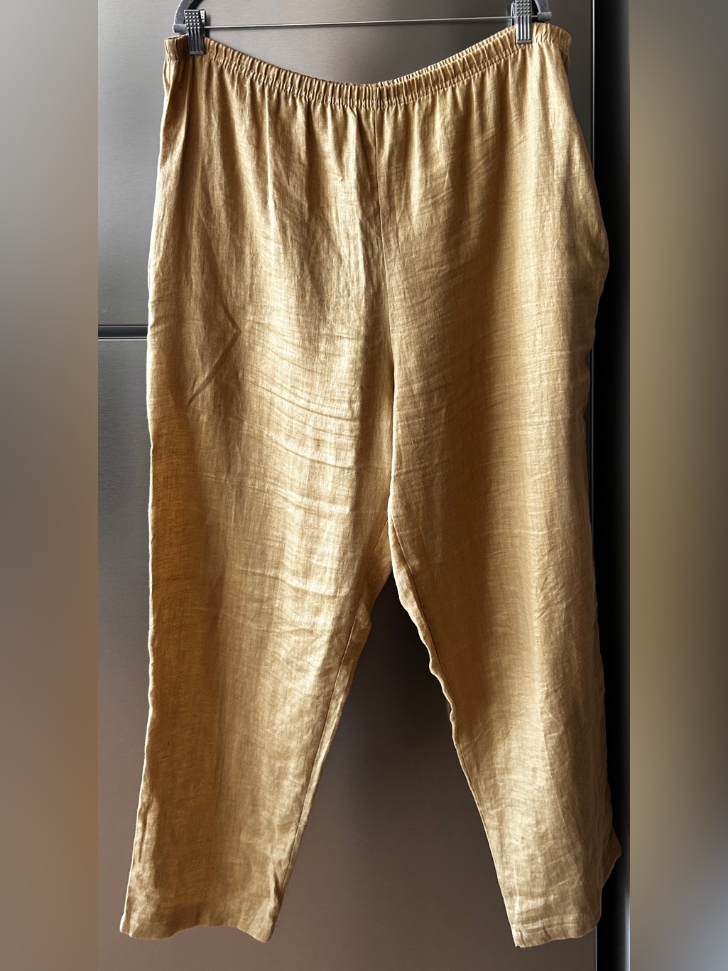 Planet 100% Linen Pull On Pants Mustard Tan Size 2 Made In Usa